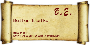 Beller Etelka névjegykártya